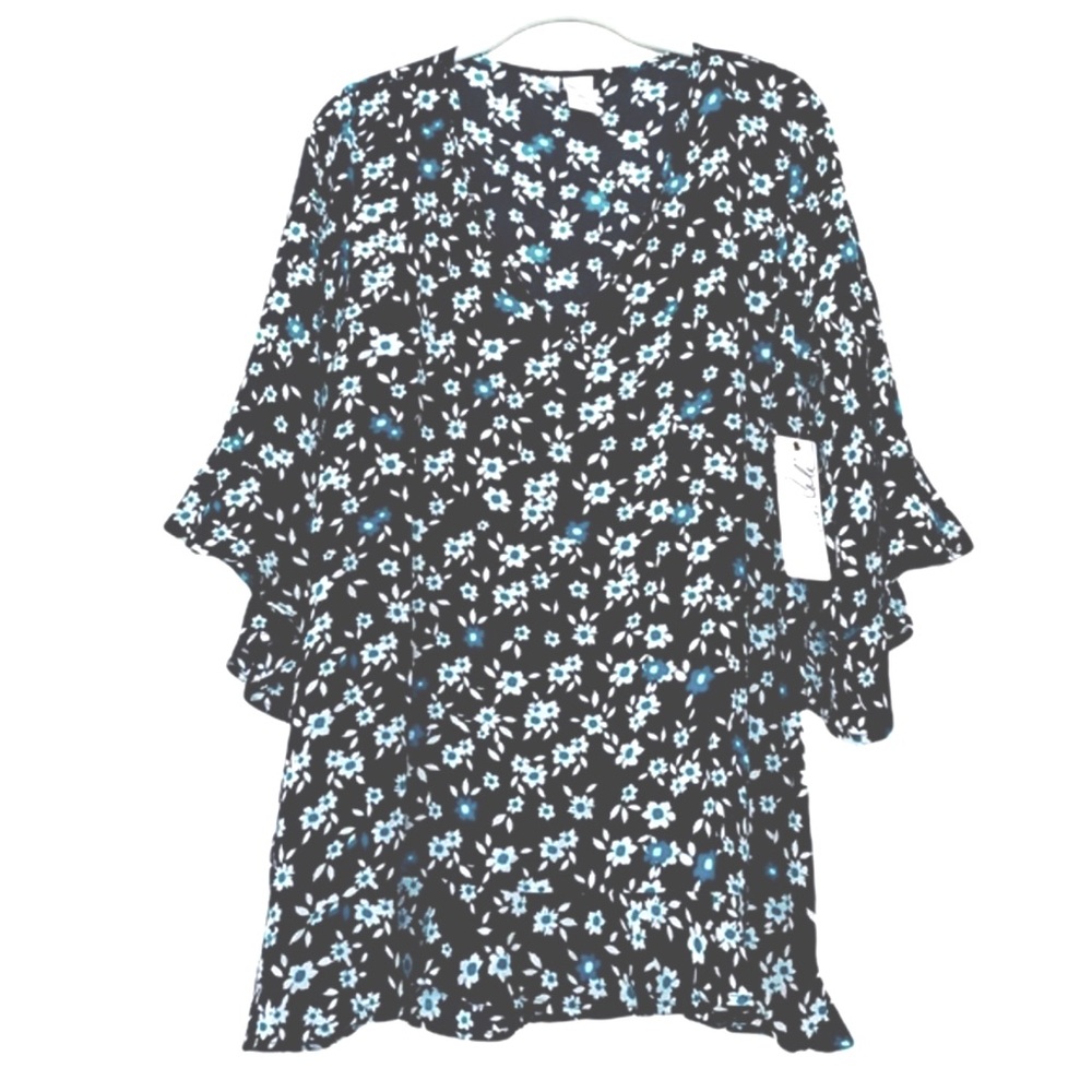 Anne Cole Beautiful Bunches Swim Coverup Flounce Sleeve Black White Size XS/S - Picture 4 of 13